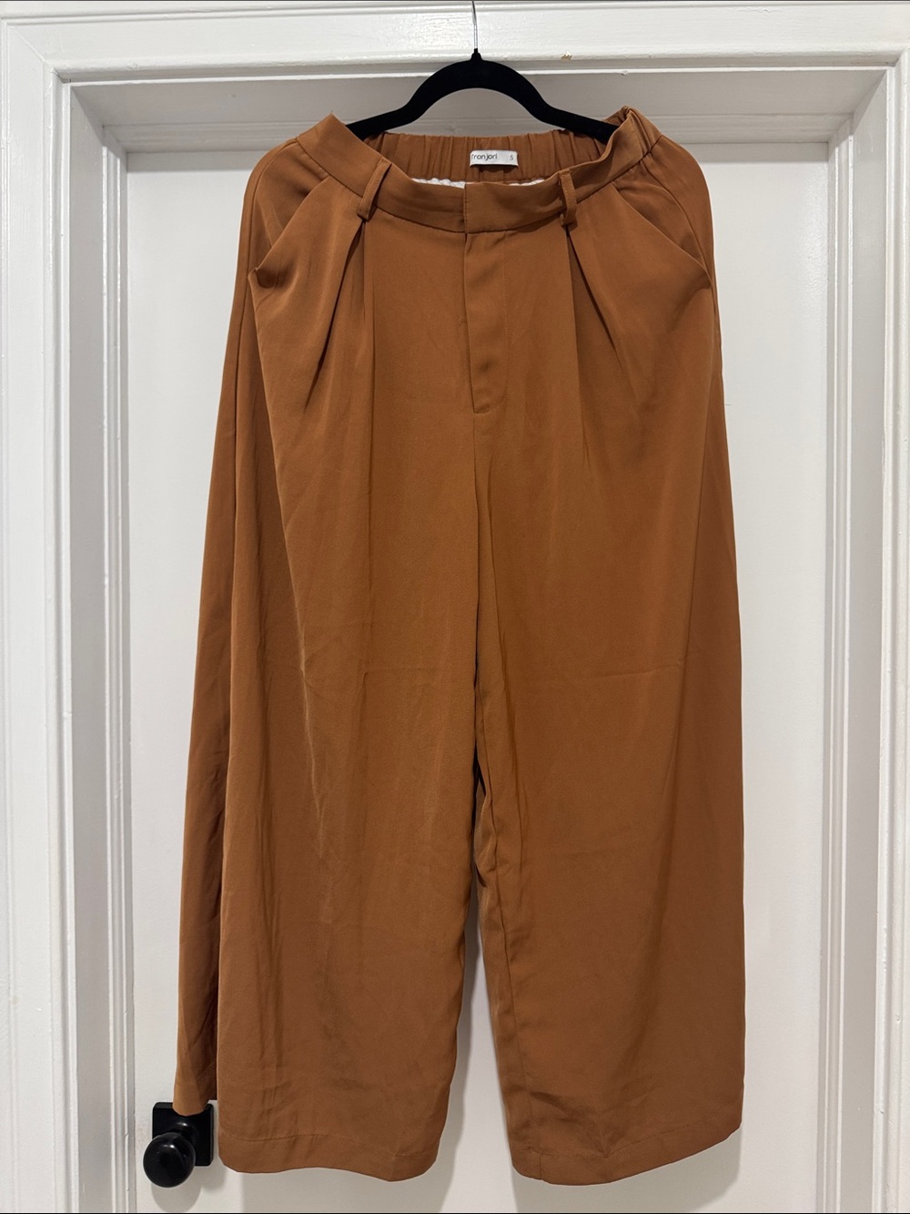 High-Rise Wide Leg Pleat Front Pants in Rust